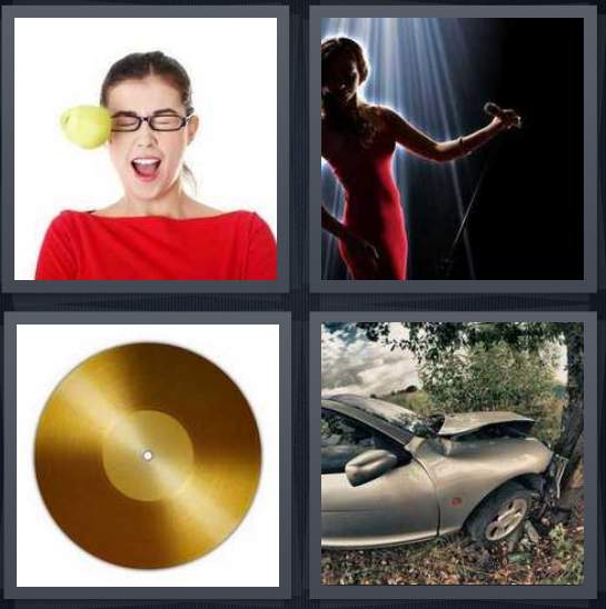 4-pics-1-word-gold-record-cd-wrecked-car-crash-microphone-singer-2